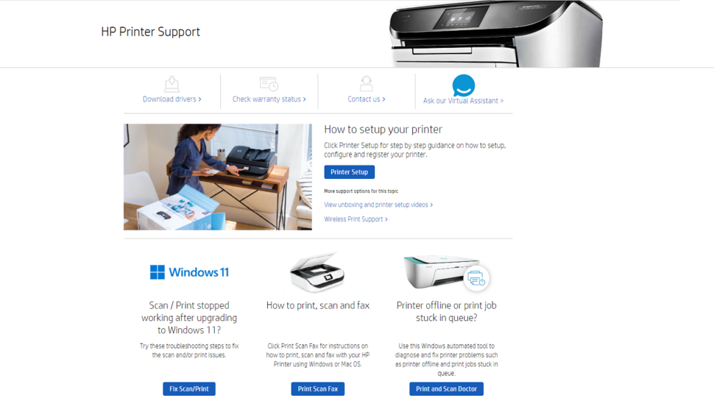 HP Printer Support Website